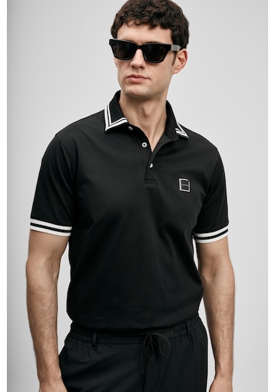 Lufian Cole Smart Erkek Polo Tişört Siyah Siyah 111040237100100