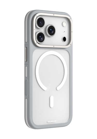 Apple Uyumlu iPhone 17 Pro Max Kılıf M-safe Şarj Özellikli Youngkit Rock Sand Serisi Kapak Gri