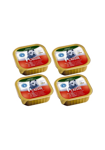 Plaisir Sığır Etli Pate Konserve Yetişkin Köpek Maması 4 x 150 G