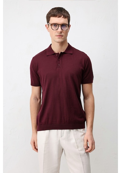 Antioch Comfort Slim Polo Yaka Erkek Triko T-shirt Bordo