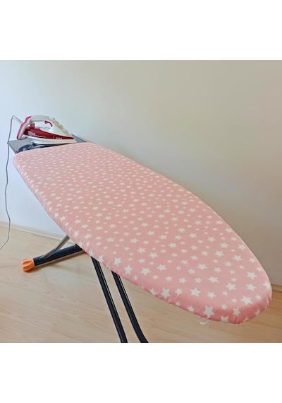 Asev Home Ütü Masası Kılıfı Keçeli İpli Stoperli Büyük Boy 55x140 Cm Pink Star Diğer