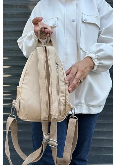 Just Polo Kadın Yeni Sezon İthal Klinkır Kumaş Lüks Ve Şık Vücut & Sırt Çantası Shopper Krem