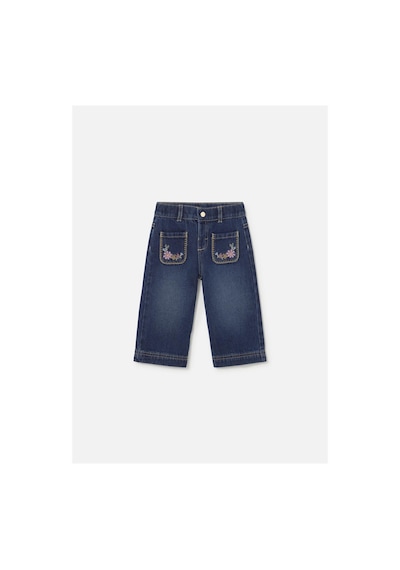 Mayoral Kız Bebek Çiçek İşlemeli Denim Pantolon Lacivert 2554
