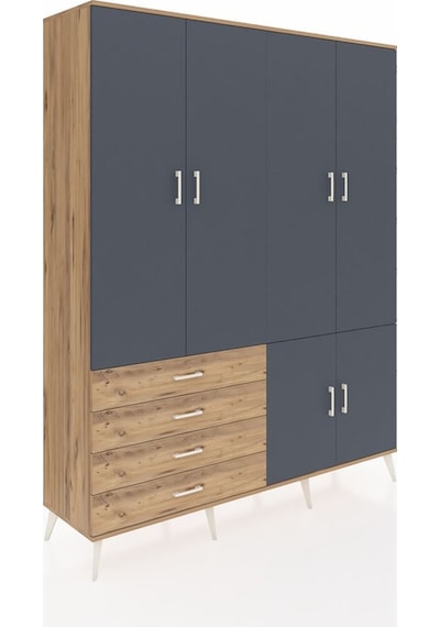 Hyperion Gardrop 7 Raflı 4 Çekmeceli Tek Askılı 176x44x221 Çam-antrasit/çam Antrasit/çam Hyperion Gardrop 7 Raflı 4 Çekmeceli Tek Askılı 176x44x221 Çam-antrasit/çam Antrasit/çam