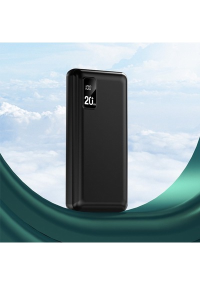 20000mah Dahili 3 Kablolu Dijital Ekranlı Led Fenerli Kompakt Taşınabilir Powerbank Kamp Seyahat Şarj Cihazı-1678 BEYAZ