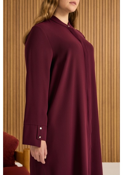 Aker Dokuma Uzun Tunik Bordo Bordo