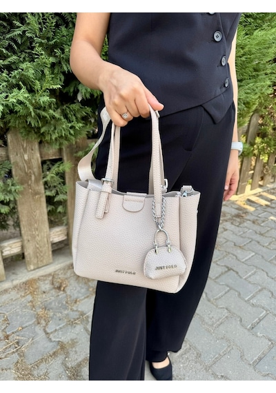 Just Polo Günlük Kombinlere Uygun Kadın Orta Boy Ayarlanabilir Askılı Şık El & Omuz Çantası Shoulder Bag Taş