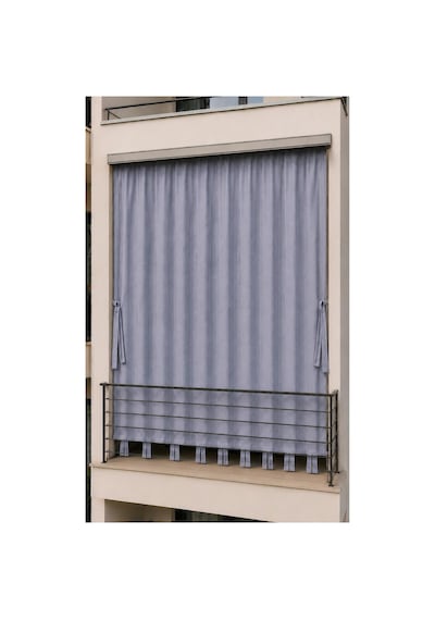 Suya Dayanıklı Kornişli Balkon Perdesi Modern Dış Mekan Fon Perde Gri