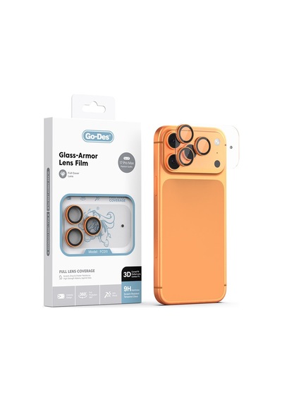 İphone 17 Pro Max Uyumlu Go Des Fc011 Glass Armor Serisi Kamera Lens Koruyucu Turuncu
