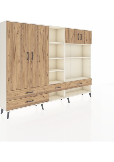 Arges Dolap 12 Raflı 4 Çekmeceli 4 Kapaklı 220x30x163 Aytaşı-çam Aytaşı-çam