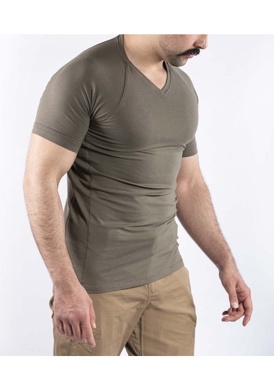 Taktik Outdoor Günlük Tişört Erkek Kısa Kollu Pamuklu Elastan Esnek Ter Emer Tthın03 Haki
