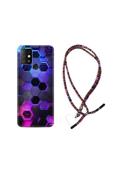 Infinix Hot 8 Kılıf Rasta Boyun Askılı Petekler 1889