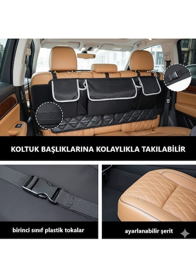 4 Cepli Katlanabilir Oto Bagaj Çantası Bagaj Organizeri Araç İçi Düzenleyici Koltuk Arkası Organizer Siyah 1 Adet / Siyah