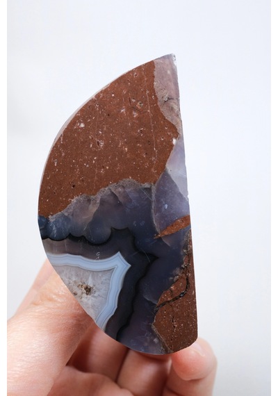 Ametist Akik Serbest Form, Tamamen Cilalanmış Parıldayan Druzy Cep & Bantlı Oniks Akik, 153g