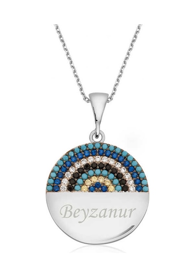 Gümüş Mavi Taşlı İsimli Bayan Kolye Sl2786 Gümüş