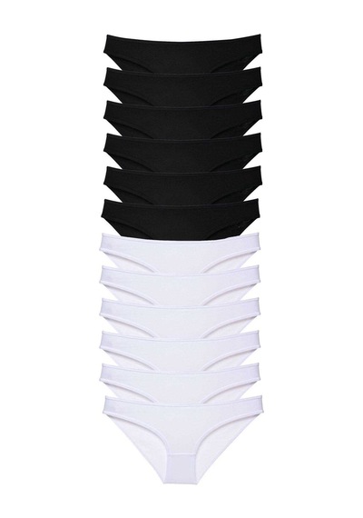 Royaleks 12 adet Eko Set Likralı Kadın Slip Külot Siyah Beyaz RYL-EKO11012 Beyaz - Siyah