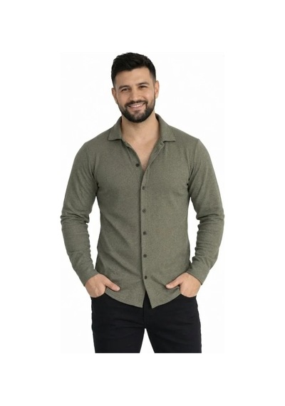 Etiler Collection Erkek Waffle Kumaş Uzun Kollu Düğmeli Açık Yaka Regular Fit Gömlek - Haki Etiler Collection Erkek Waffle Kumaş Uzun Kollu Düğmeli Açık Yaka Regular Fit Gömlek - Haki