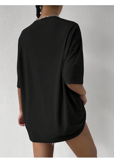 Palm Springs T-shirt - Siyah Baskılı Oversize Bisiklet Yaka Kısa Kol Tişört Siyah Palm Springs T-shirt - Siyah Baskılı Oversize Bisiklet Yaka Kısa Kol Tişört Siyah