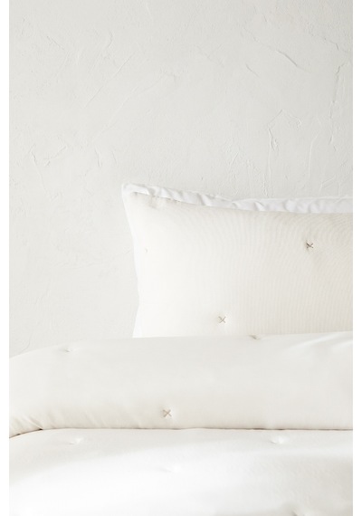 Ocean Home Textile Nakışlı Ekru Çift Kişilik Yatak Örtüsü Seti 1 Adet 250 X 230 / 2 Adet 50 X 70 Cm
