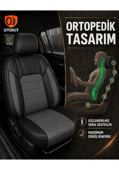 Opel Combo 2011 - 2025 Uyumlu Koruyucu Gri Oto Koltuk Kılıfı 46564789