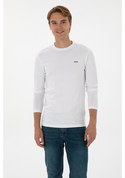 U.S. Polo Assn. Erkek Slim Fit Bisiklet Yaka Beyaz Süprem Basic Sweatshirt 50313744-VR013