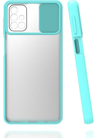 Kilifone - Samsung Uyumlu Galaxy M31s - Kılıf Slayt Sürgülü Arkası Buzlu Lensi Kapak - Turkuaz