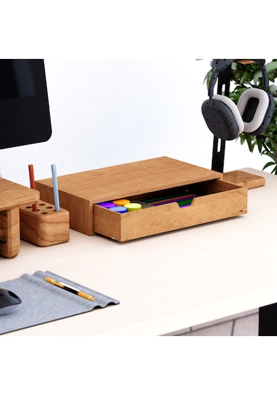 Desna Tek Katlı Tek Çekmeceli Dolap - Kiraz 34 Cm Uzunluk X 19 Cm Derinlik X 7.2 Cm Woodsaka Doğal Ahşap