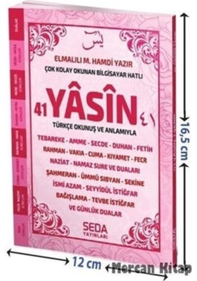 41 Yasin Arapçası Meali Türkçe Okunuşu Çanta Boy Pembe Fihristli