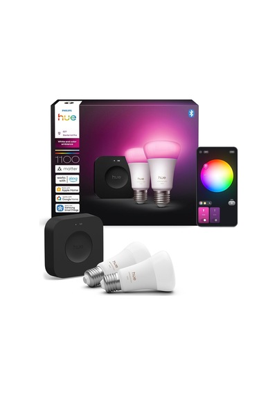 Philips Huewca 9w E27 Renkli Akıllı Ampul 2'li Pro Başlangıç Seti Çok Renkli