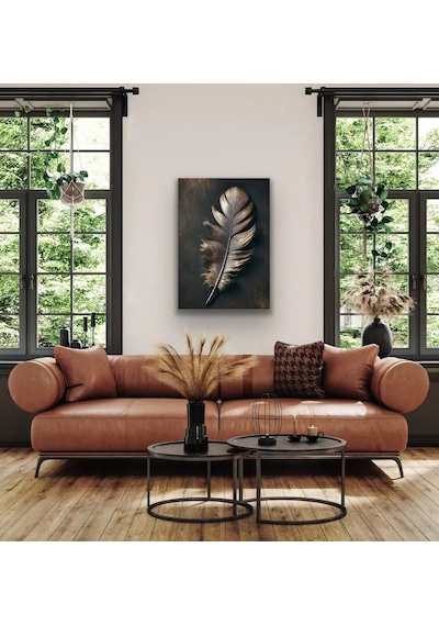 Bronz Tüy Desenli Kanvas Tablo 70x100cm