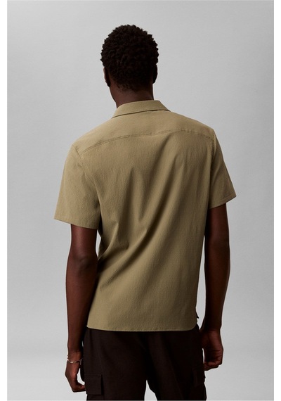 Calvin Klein Ss Solid Seersucker Erkek Gömlek-16337 Haki