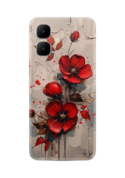 Infinix Smart 10 Kılıf Boutique Baskılı Resimli Kırmızı Çiçek Pcode -098
