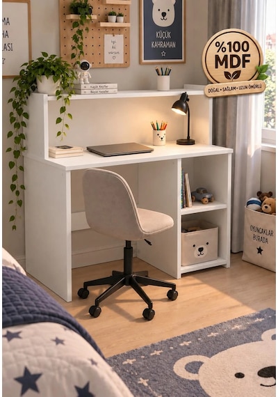 %100 Mdf Çalışma Masası Kitaplıklı Raflı Bilgisayar Ve Ders Çalışma Masası 100 Cm Beyaz %100 Mdf Çalışma Masası Kitaplıklı Raflı Bilgisayar Ve Ders Çalışma Masası 100 Cm Beyaz