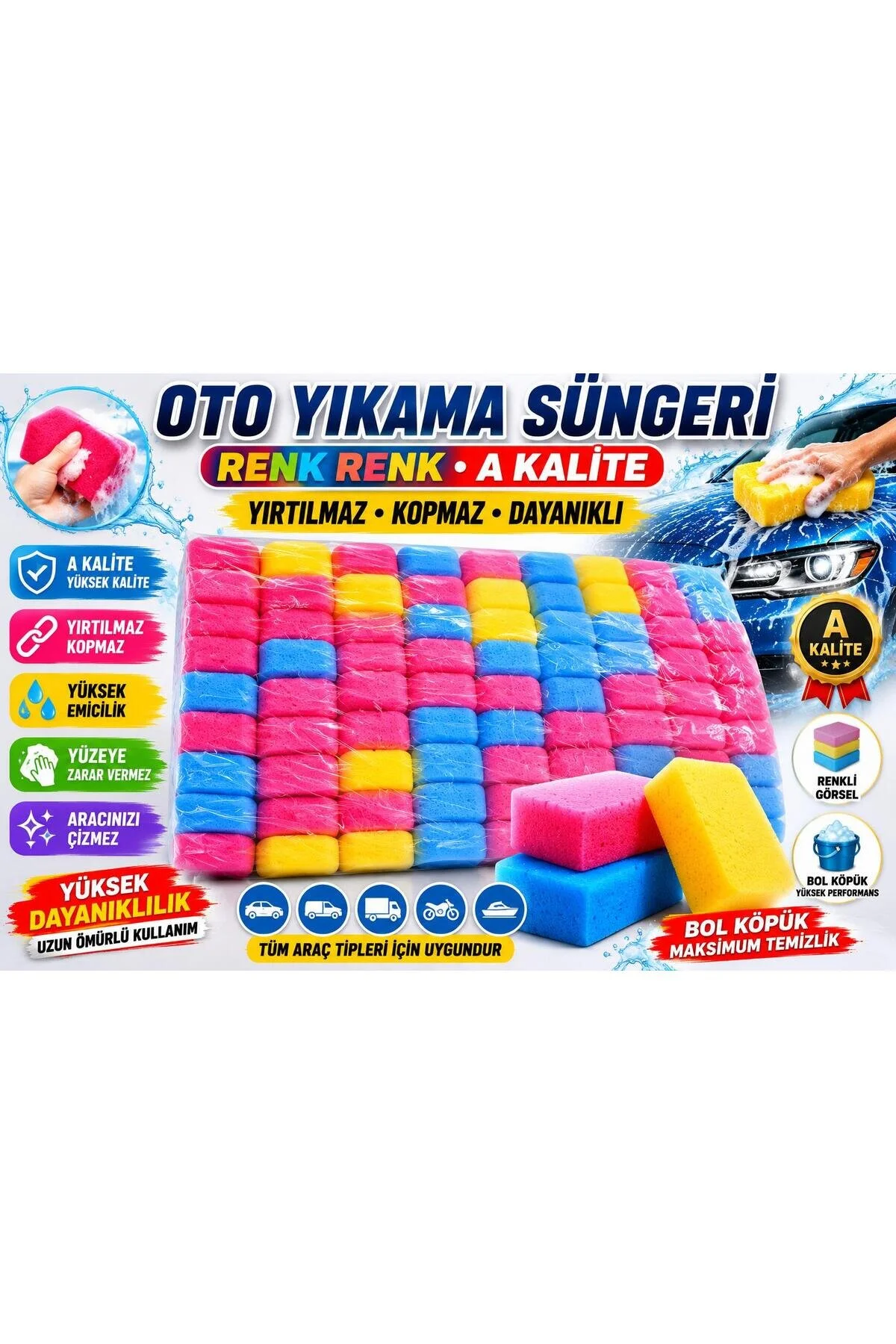 Yıkama Süngeri Oto Araç Sünger Yumuşak 2 Adet