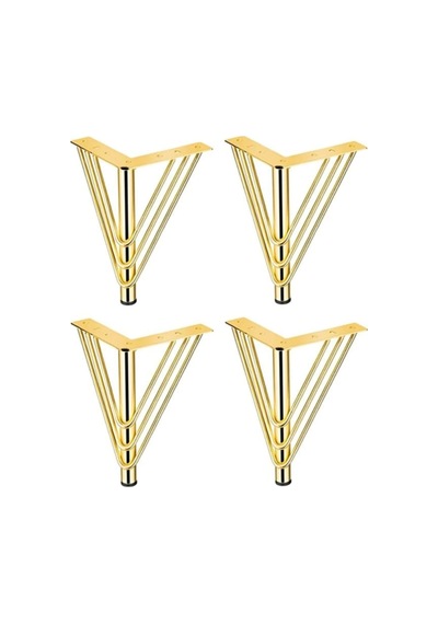 Metal Gold Koltuk, Masa, Tv Ünitesi Ayağı 3 Telli 15 Cm 4 Lü Paket Sarı Diğer