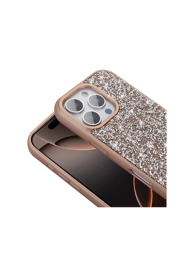 Apple Uyumlu iPhone 16 Pro Max Kılıf Parlak Taşlı Tasarım Zore Pırlanta Kapak Pembe