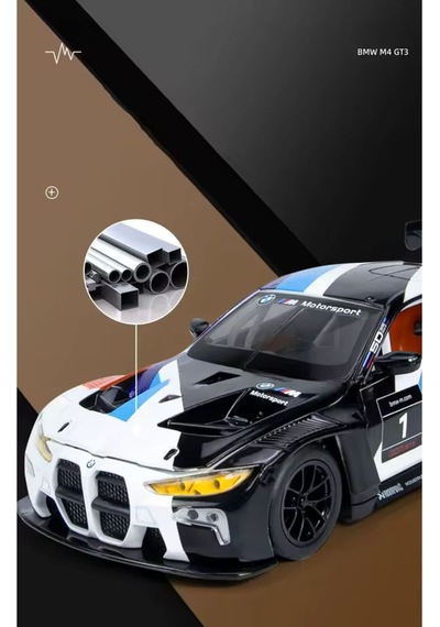 Scowetto 1:24 Bmw M4 Gt3 Diecast Model Araba Açılan Kapılar Bmw M4 Yarış Arabası Modifiyeli Diecast Araba
