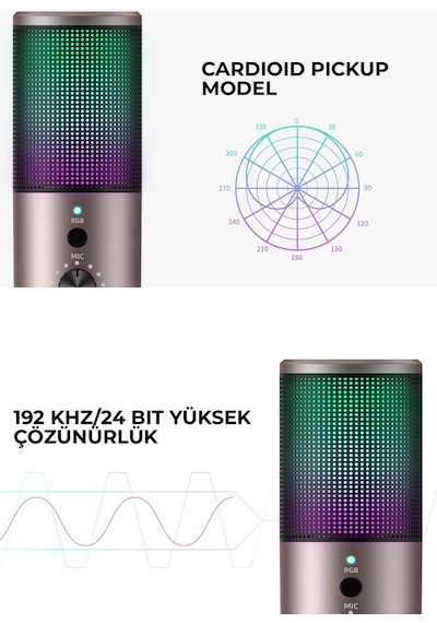 Havit Gamenote Gk61 Rgb Gaming Profesyonel Oyuncu Yayıncı Mikrofonu
