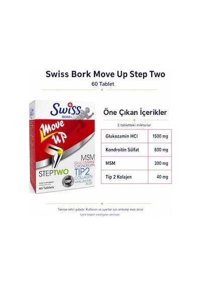 Swiss Bork Move Up Step Two Glukozamin Ve Kolajen 60 Tablet