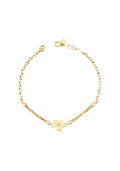 Debora Jewelry 14 Ayar Altın Taşlı Kalpli Bileklik