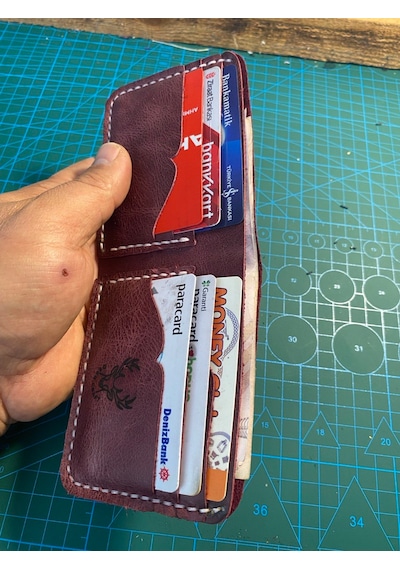 Deer Craft Antler Bordo Klasik Cüzdan 27 Bordo