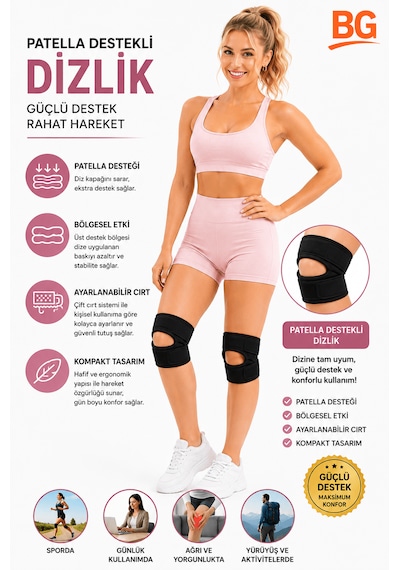 Sporcu Dizliği Ayarlanabilir Patella Destekli Dizlik Çapraz Bağ Menisküs Diz Bandajı Knee Brace