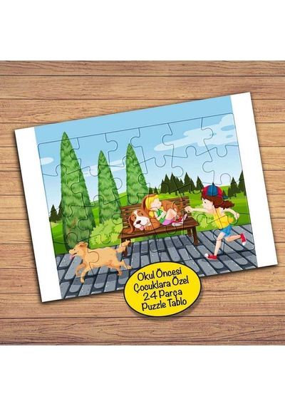 Parkta Sevimli Dostlar Çocuklara Özel Puzzle Yapboz Tablo-284pz