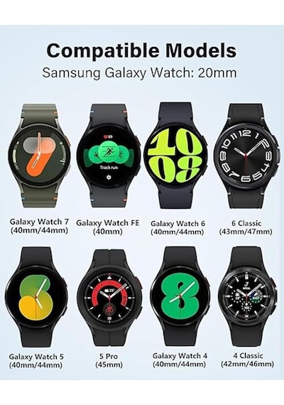 Covpor Wave Soft Silikon Spor Kordon Samsung Galaxy Watch 7 6 5 4 Fe 40 44 Mm Classic 42 43 46 47 Mm İle Uyumlu Siyah Çok Renkli