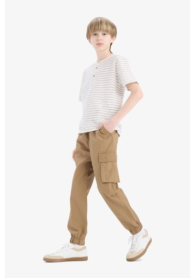 Defacto Erkek Çocuk Kargo Jogger Standart Paça Paraşüt Pantolon E5036a825spbn295 Kahve