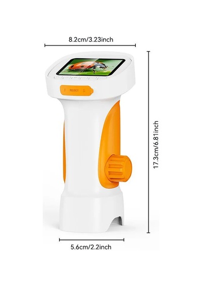 395 Turuncu Taşınabilir Dijital Çocuk Mikroskobu - 2.4 İnç Ips Ekranlı, 1080p Full Hd, 1000x Zoom, 8 Led Işıklı Eğitici Bilim Kiti