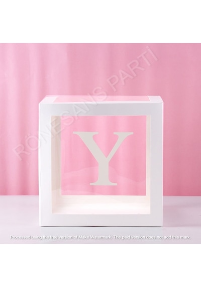 Star Beyaz Şeffaf Balon Kutusu Y Harfli 25x25 Cm Beyaz Y
