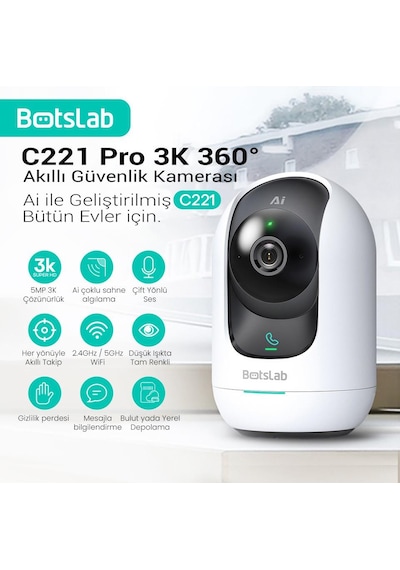 Botslab 360+ C221 Pro 3k 360 Akıllı Güvenlik Kamerası