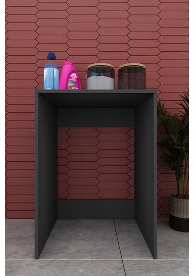 Lüks Çamaşır Makinesi Dolabı %100 Mdf Çamaşır Kurutma Banyo Dolabı Bd07 Antrasit