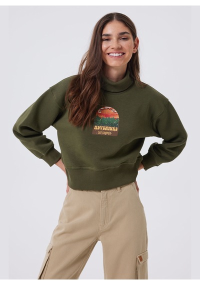 Lee Cooper Balıkçı Yaka Haki Kadın Sweatshırt 241 Lcf 241013 Glorıa Hakı